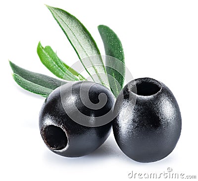 Olive fruit and olive leaves. Stock Photo