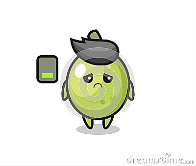 Olive mascot character doing a tired gesture Vector Illustration
