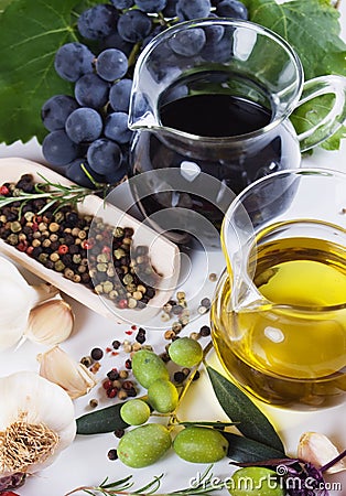 Olive oil and balsamic vinegar Stock Photo