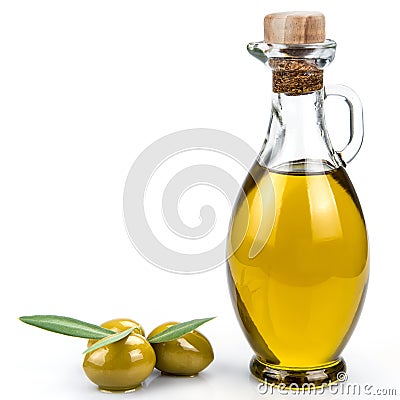 Olive oil bottle on a white background. Stock Photo