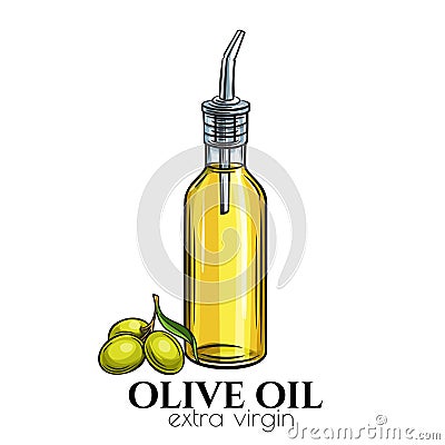 Olive oil glass bottle dispenser Vector Illustration