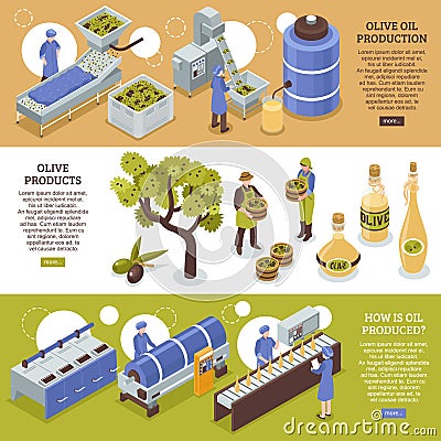 Olive Oil Horizontal Banners Vector Illustration