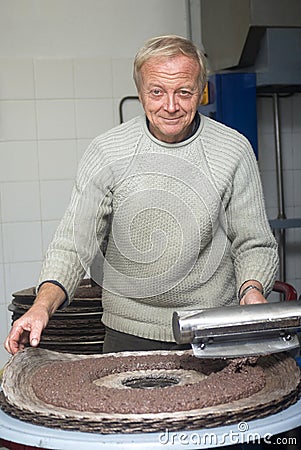 Olive oil production Stock Photo