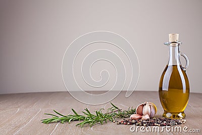 Olive oil and spices Stock Photo