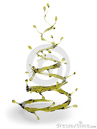 Olive oil splash in shape of Christmas tree Stock Photo