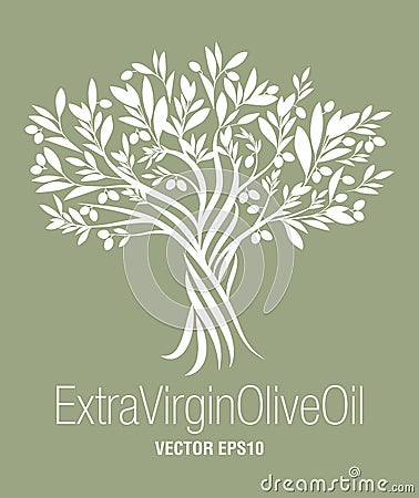 Olive Tree. Extra virgin olive oil symbol. Vector Illustration