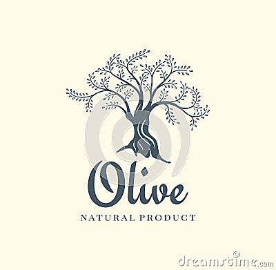 Olive tree vector logo design template for oil. Tree olive silhouette Vector Illustration