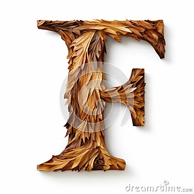 Olive Wood Letter F On White Background Stock Photo