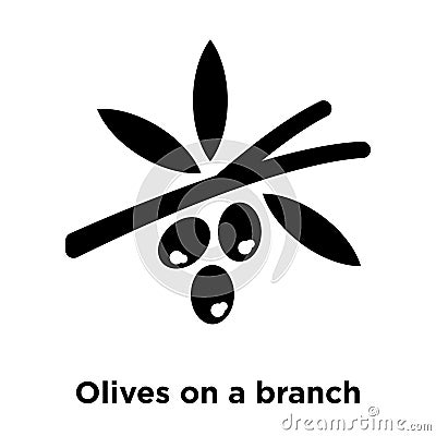 Olives on a branch icon vector isolated on white background, log Vector Illustration