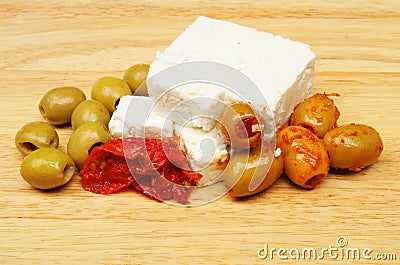 Olives and Feta Cheese Stock Photo