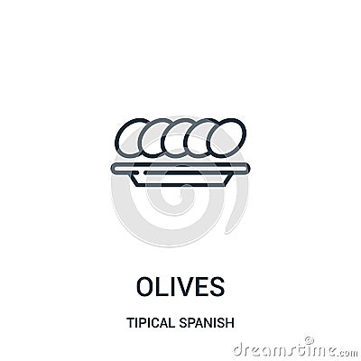 olives icon vector from tipical spanish collection. Thin line olives outline icon vector illustration. Linear symbol for use on Vector Illustration