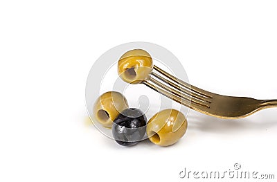 Olives,Yellow Olive, black olives, olives for the salad, olives in oil Stock Photo