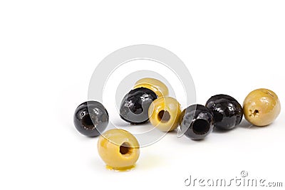 Olives,Yellow Olive, black olives, olives for the salad, olives in oil Stock Photo