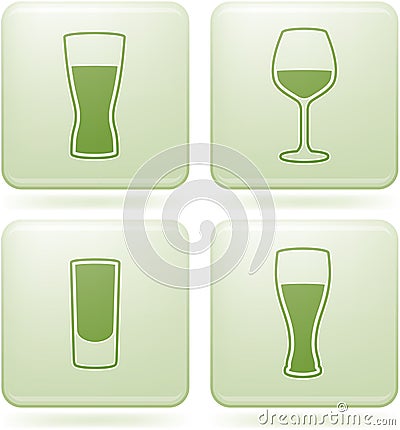 Olivine Square 2D Icons Set: Alcohol glass Vector Illustration