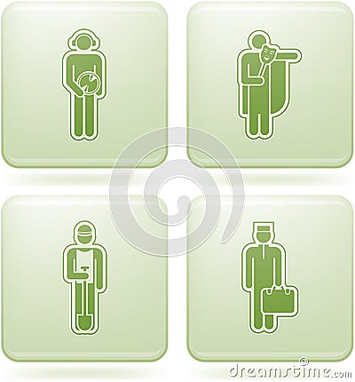 Olivine Square 2D Icons Set: Occupation Vector Illustration