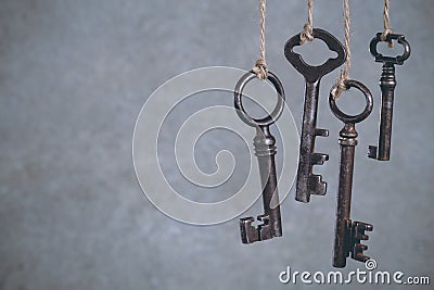 Olld keys hanging on cool Stock Photo