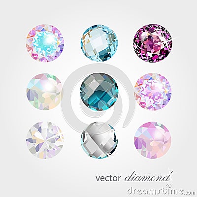 Ð¡ollection of different colour vector gemstones Vector Illustration