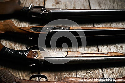 ollection of hunting rifles Stock Photo