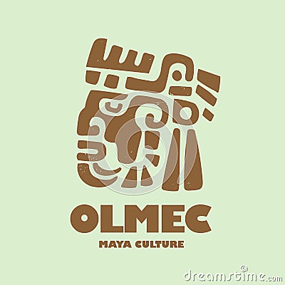 olmec mayan tribal face hand drawn Vector Illustration