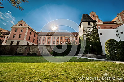 Olomouc - Jesuitical convict on the hill next to the park in the center of city Stock Photo