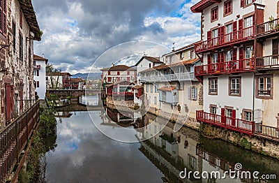 Saint jean pied de port river sky clouds Stock Photo