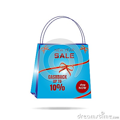 OLINE SHOP ICON VECTOR WITH PAPER BAG SHAPE Vector Illustration