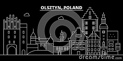 Olsztyn silhouette skyline. Poland - Olsztyn vector city, polish linear architecture, buildings. Olsztyn travel Vector Illustration