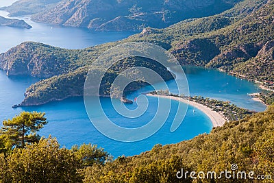 Oludeniz lagoon in sea landscape view of beach Stock Photo