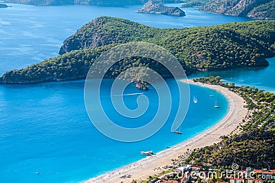 Oludeniz lagoon in sea landscape view of beach Stock Photo