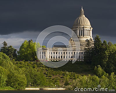 Olympia Washington Capital Building with Dark Sky Stock Photo