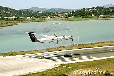 Olympic Airlines aircraft landing Editorial Stock Photo