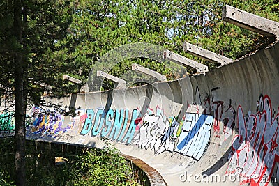 1984 Olympic Bobsled Ruins II, Sarajevo, Bosnia Editorial Stock Photo