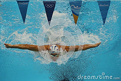 Olympic champion Michael Phelps of United States competes at the Men's 200m individual medley of the Rio 2016 Olympic Games Editorial Stock Photo