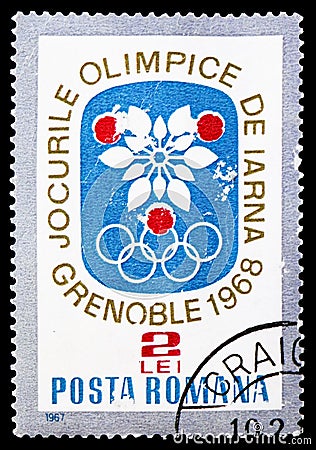 Olympic Games Grenoble, Winter Olympic games 1968 - Grenoble serie, circa 1967 Editorial Stock Photo