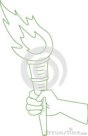 Olympic Games torch in green Vector Illustration