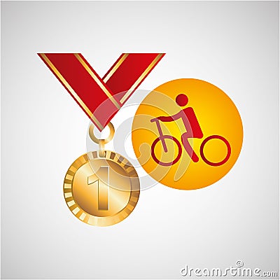 Olympic gold medal cycling icon Vector Illustration
