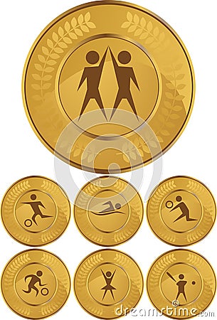 Olympic Gold Medals Vector Illustration