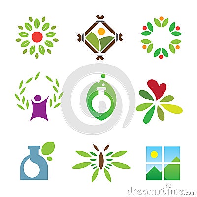 Olympic green success nature leaf landscape healthy care logo icon Stock Photo