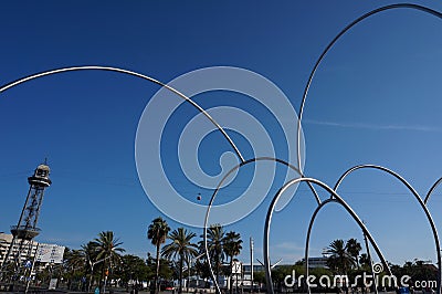 Olympic Rings of Barcelona Editorial Stock Photo