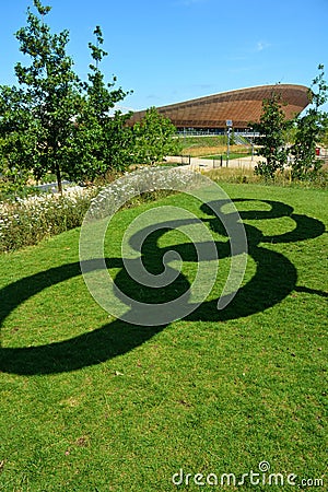 Olympic rings symbol shadow and velodrome Editorial Stock Photo