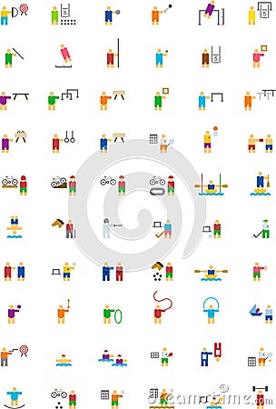 OLYMPIC SPORTS colored flat icons Vector Illustration