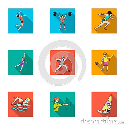 Olympic sports. Winter and summer sports. A set of pictures about athletes.Olympic sports icon in set collection on flat Vector Illustration