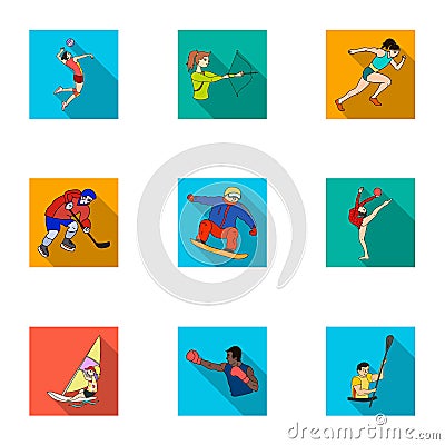 Olympic sports. Winter and summer sports. A set of pictures about athletes.Olympic sports icon in set collection on flat Vector Illustration