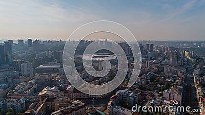 Olympic Stadium. Ukraine. Kyiv. September 12, 2021. Aerial drone shot Olimpiysky Editorial Stock Photo