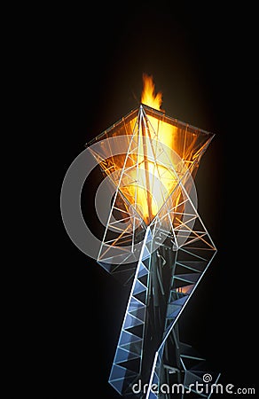 Olympic torch at night during the 2002 Winter Olympics, Salt Lake City, UT Editorial Stock Photo