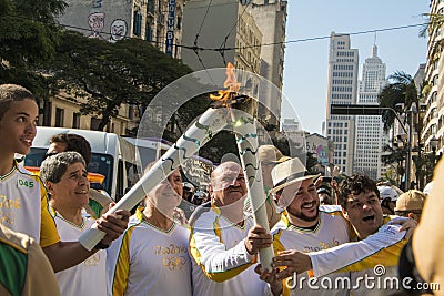 Olympic torch relay - Rio 2016 - SÃ£o Paulo/SP Editorial Stock Photo