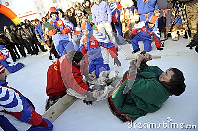 Olympics northern aboriginals. Russia. Yamal. Nadym. Editorial Stock Photo