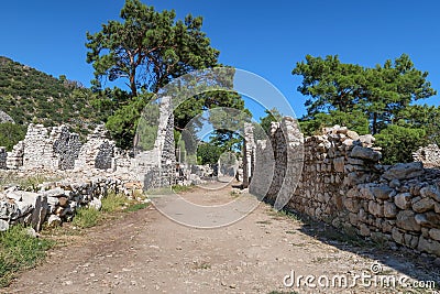 Olympos, one of the most humid port cities of ancient Lycia, Antalya, Turkey Stock Photo