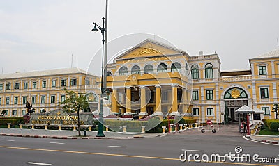 The facade yellow building of Ministry of Defence is a cabinet-level government department of the Kingdom of Thailand. Editorial Stock Photo