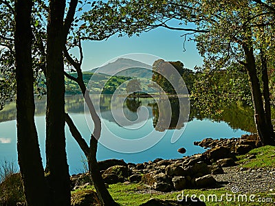 Bala Lake or Llyn Tegid, Bala, Snowdonia. Stock Photo